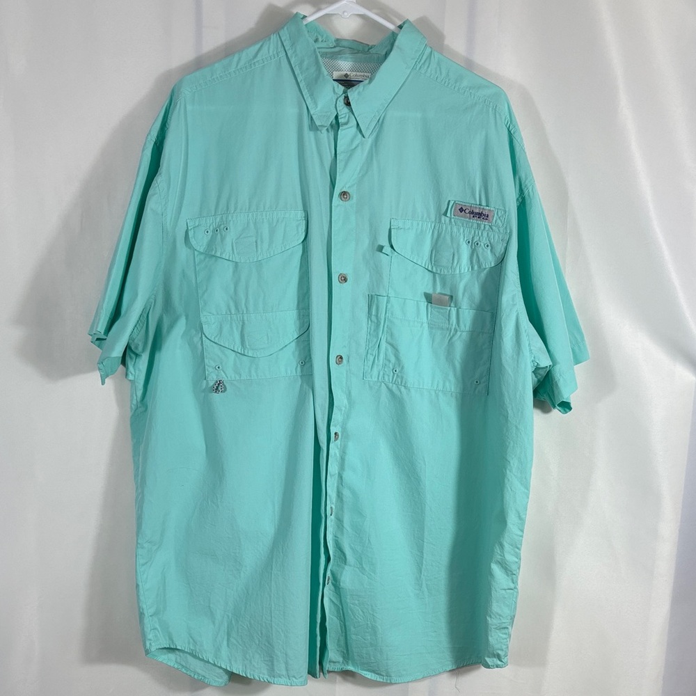 Columbia Mint Green Short-Sleeve Button Down Shirt